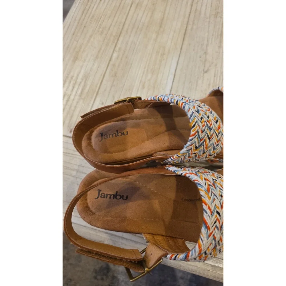 Jambu Destiny Womens 10M Multi Color Woven Platform Wedge Sandals J4DES15 Boho